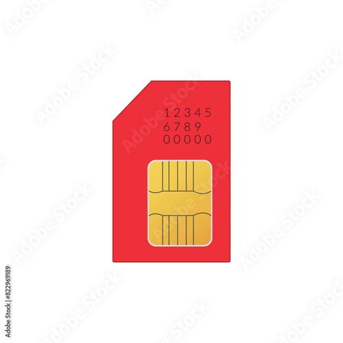 Flat color sim card icon symbol vector Illustration.