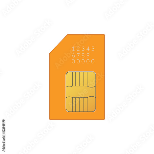 Flat color sim card icon symbol vector Illustration.
