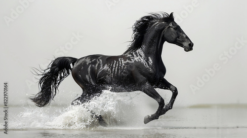 black horse on white background © Ghazala