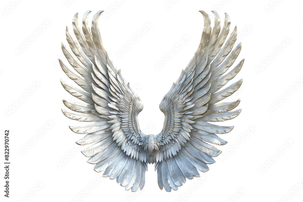 Obraz premium silver color wings isolated on a white background