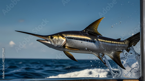 Wallpaper Mural Background with the theme of marlin fish jumping out of the water Torontodigital.ca