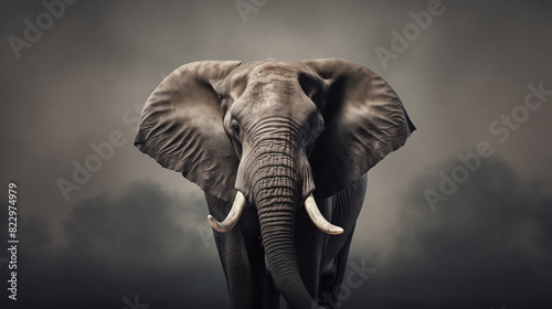 The large elephant  with its massive tusks and flapping ears  stood majestically on the safari  embodying the wild beauty of nature and the essence of a majestic wildlife mammal.