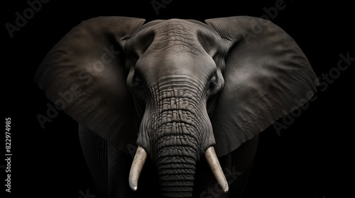 The large elephant  with its massive tusks and flapping ears  stood majestically on the safari  embodying the wild beauty of nature and the essence of a majestic wildlife mammal.