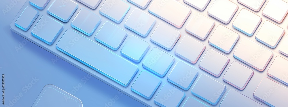 A white keyboard with blue accents, UI/UX design illustration on a simple background.