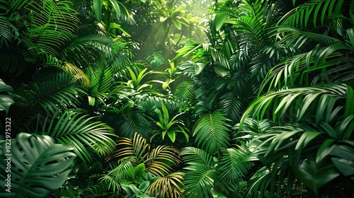 Fototapeta Naklejka Na Ścianę i Meble -  Dense jungle with thick vegetation and tropical plants