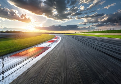 Dynamic Motion Blur on Empty Race Track at Sunset