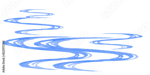 透明水彩で描いた和風の波紋の背景イラスト　流水紋