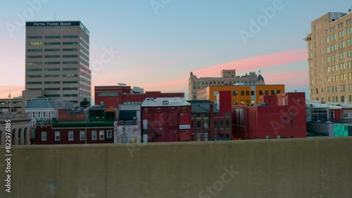 Pink & Blue Sunset Downtown Skyline photo