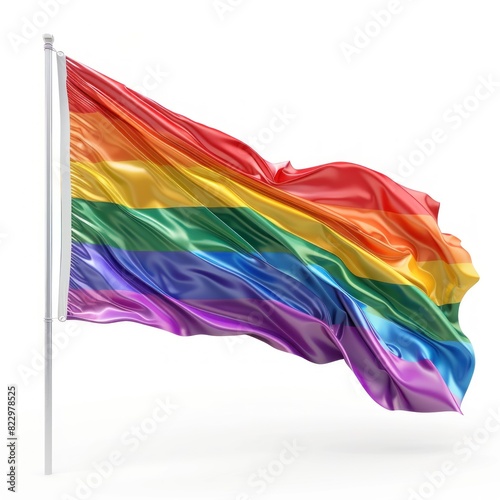 A rainbow flag is waving in the wind