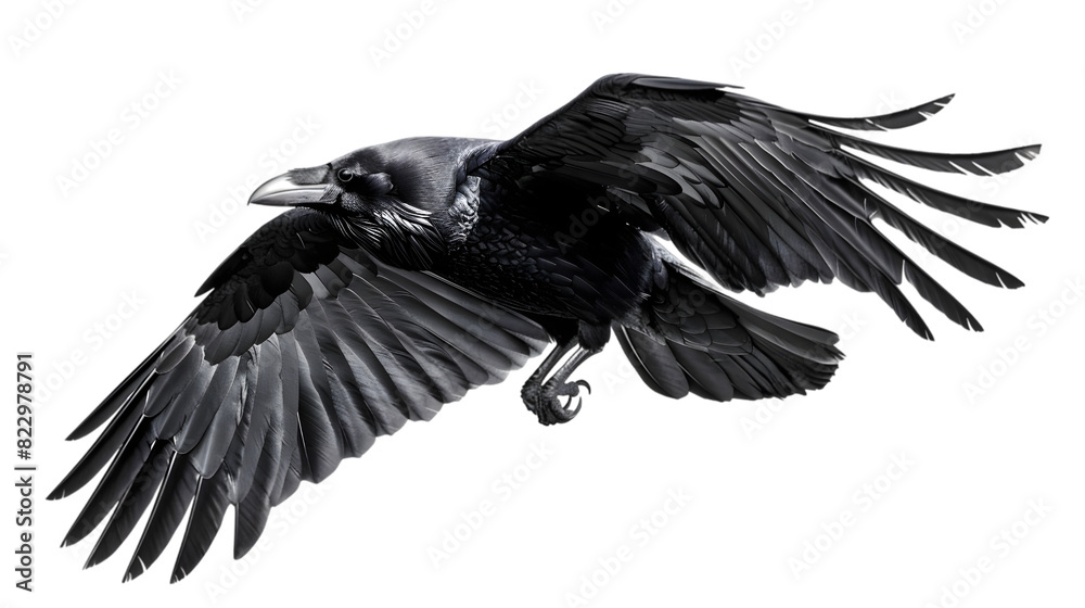 Naklejka premium flying raven isolated on a transparent background