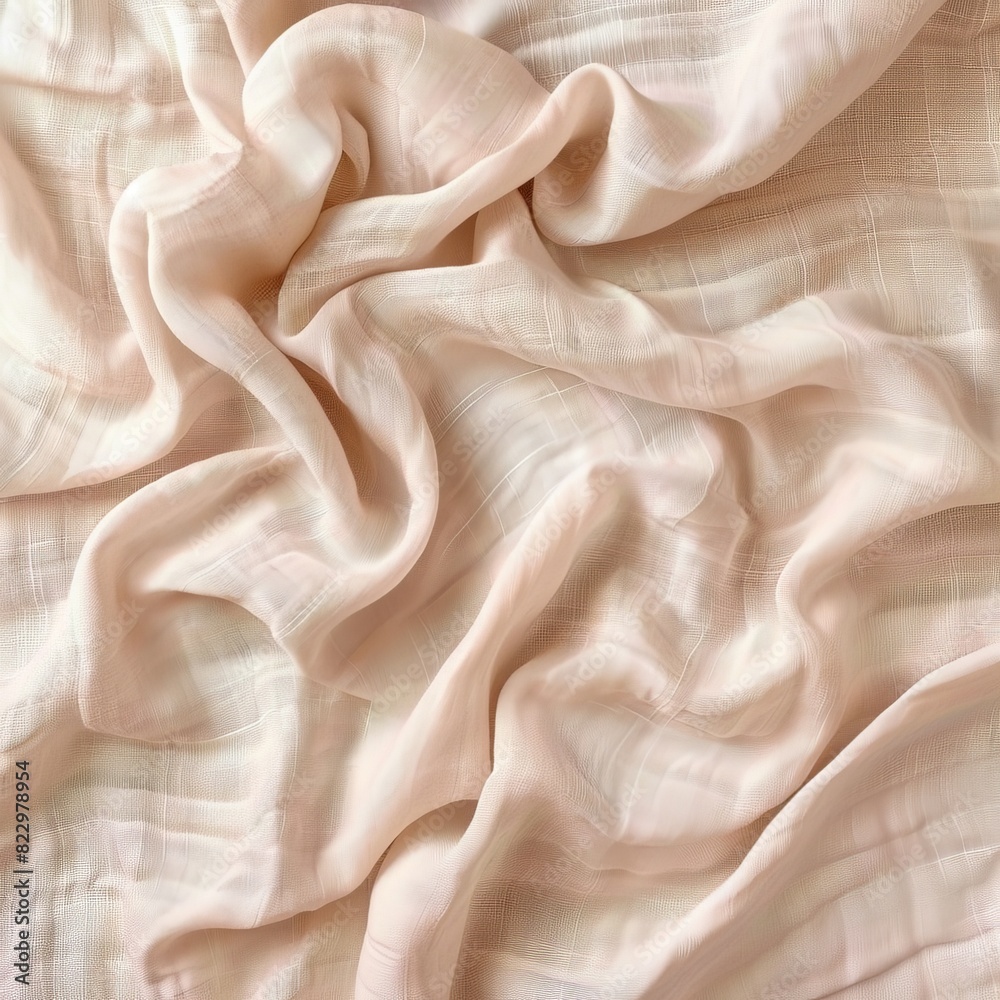  Soft Background of Crumpled Linen Fabric in Ivory and Soft Grey