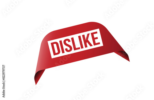 Red banner Dislike on white background.