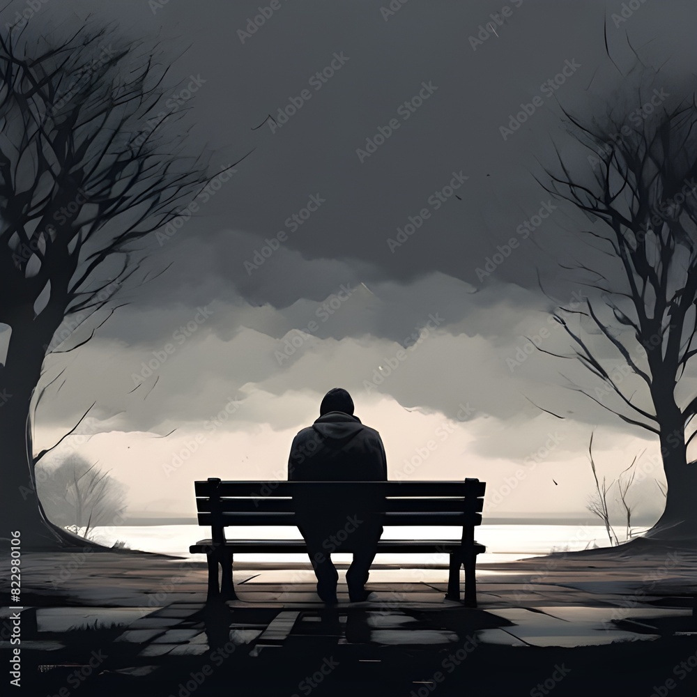 silhouette of a person sitting on a bench silhouette of a person sitting on a bench