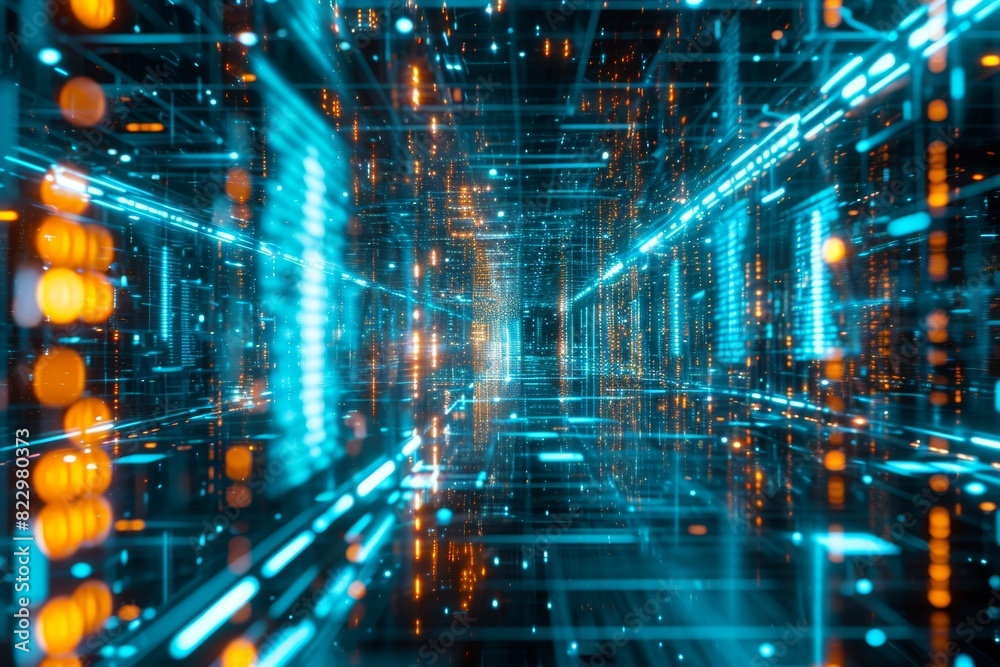 A cyberspace filled with holographic data concept, AI generated A cyberspace filled with holographic data concept, AI generated