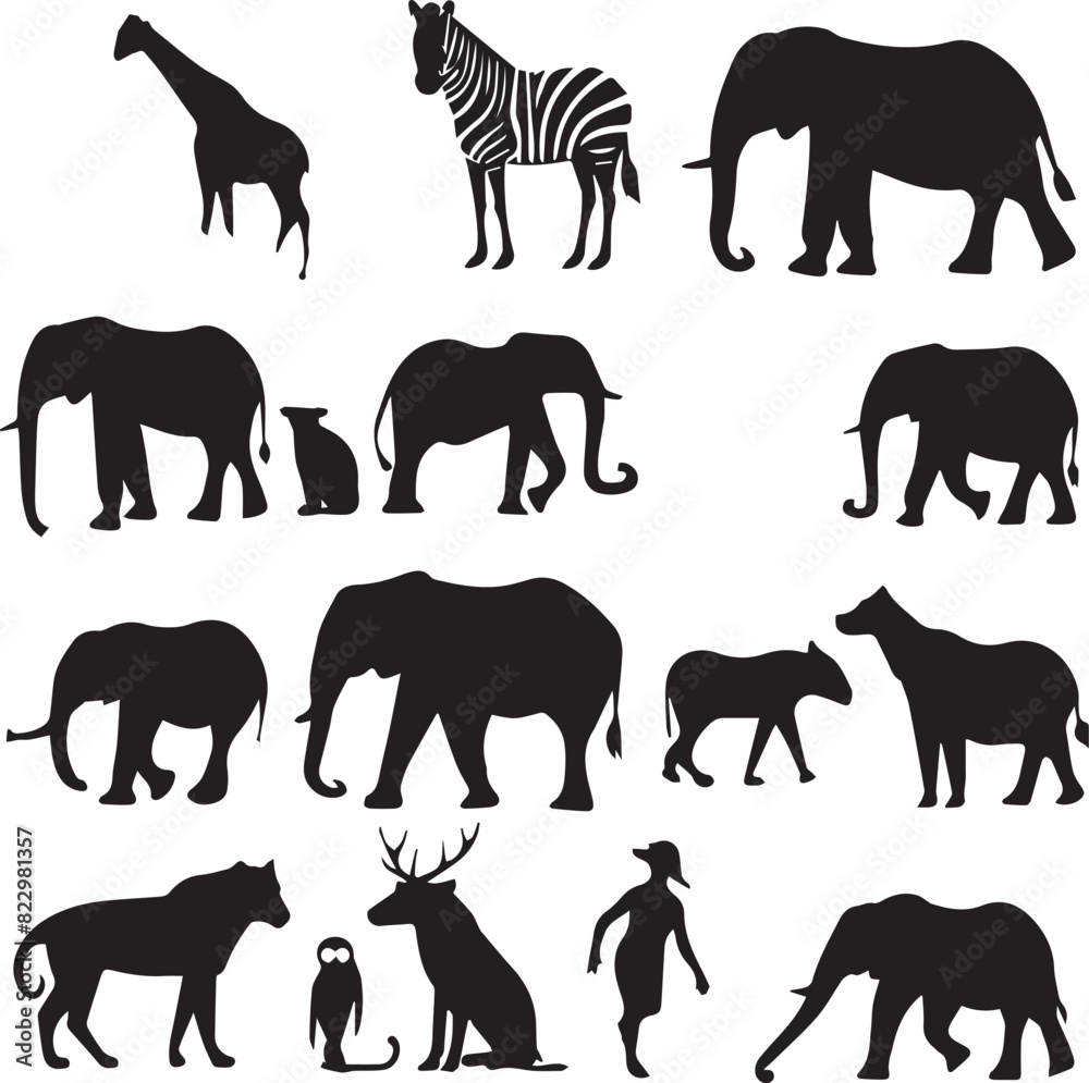 Silhouette of Africa Safari animals Set Collection Silhouette of Africa Safari animals Set Collection