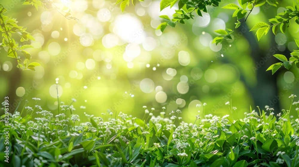 A bright green meadow in spring, with ample space at the top for text, stands out against a white background A bright green meadow in spring, with ample space at the top for text, stands out against a white background
