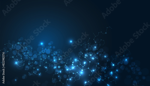 Abstract futuristic - Molecule technology with polygonal shapes on a dark blue background.