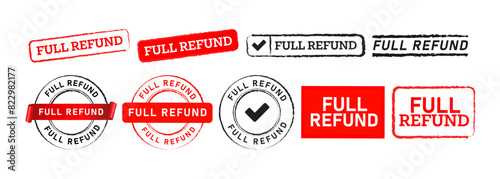 square and circle rubber stamp label sticker for return money refinance back