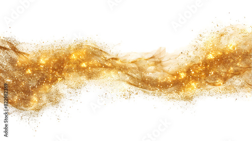 Sparkling Gold Dust Swirl Effect isolated on a transparent background