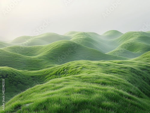 Grassy hilltop at dawn, with a vast light green backdrop and ample space below for text