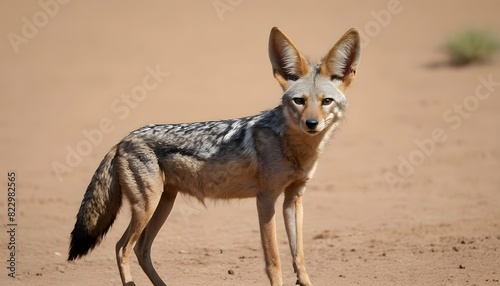 A Jackal With Its Ears Perked Up Listening For Da Upscaled 2