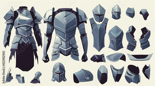 Medieval knight armor set vector illustration photo