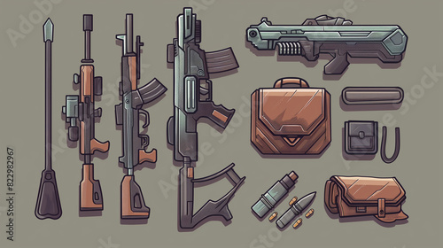 Cartoon weaponry and accessories set photo