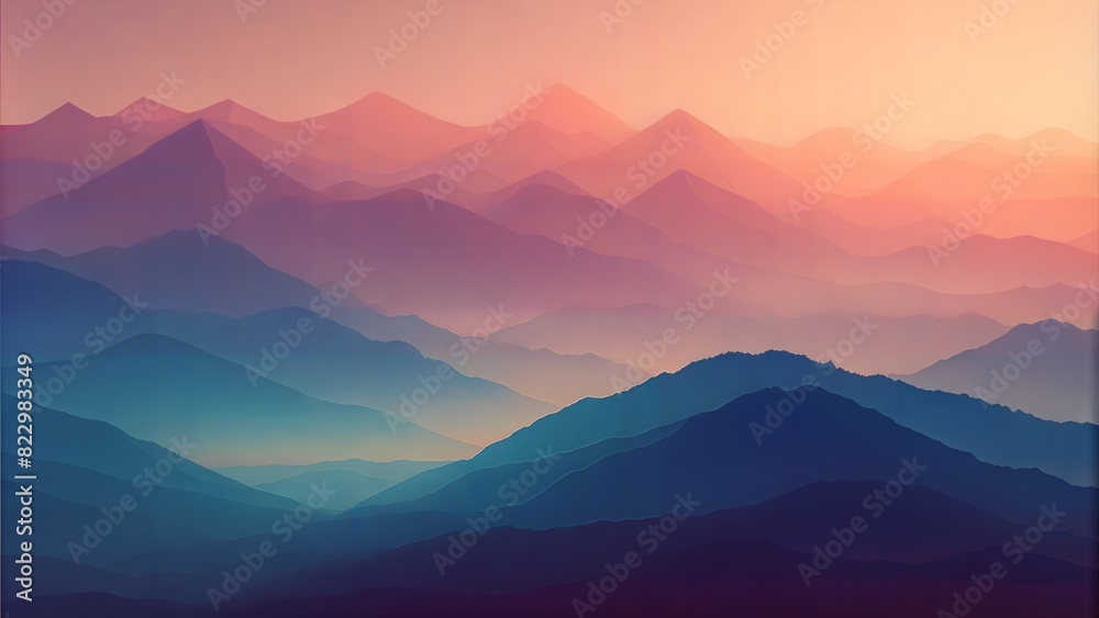 Fototapeta premium Abstract Mountains: Stylized, layered mountains in gradient colors, providing a sense of depth and serenity. 