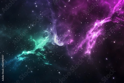 Celestialpunk Space Nebula with Neon Purple and Green Lights © MD