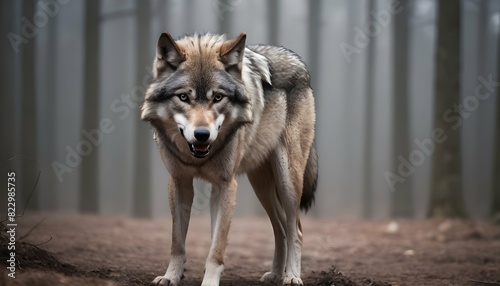 A Wolf With A Fierce Stare Challenging Its Rivals Upscaled