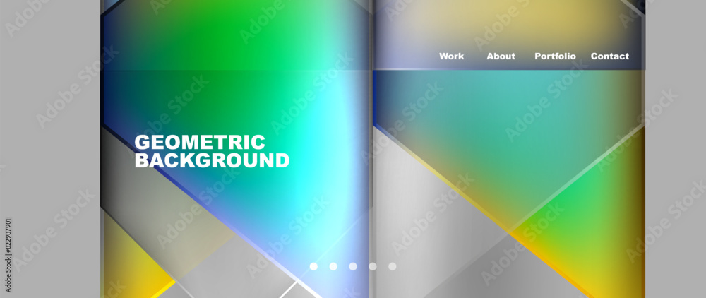 Fototapeta premium Metal triangles with colorful bright triangles. Geometric modern minimalist design template