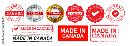 made in canada stamp and seal badge label sticker sign for country manufactured quality product industry