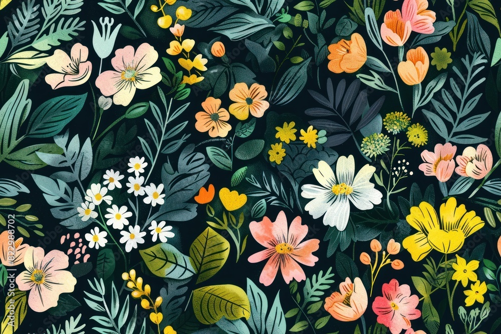 Nature's Palette: Seamless Floral Patterns with Realistic Color Variations for Captivating Designs Nature's Palette: Seamless Floral Patterns with Realistic Color Variations for Captivating Designs