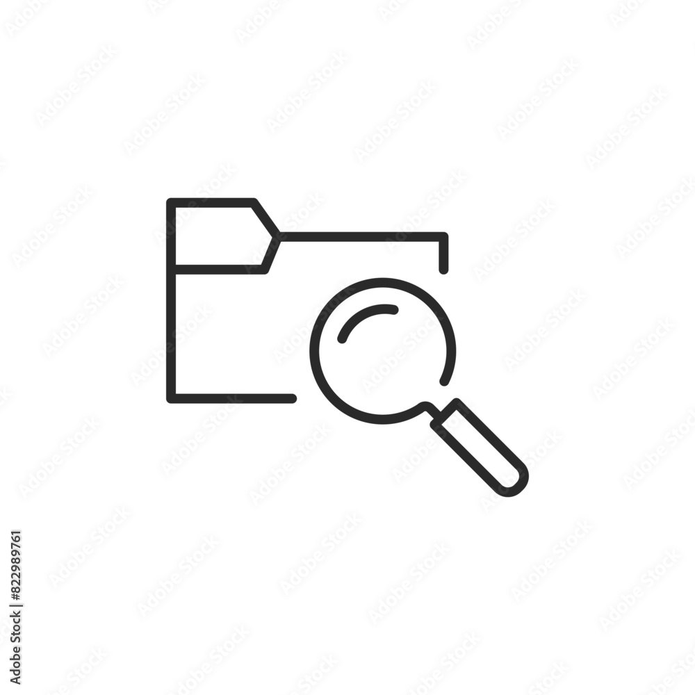 Folder search icon. Simple and clean design representing the concept of finding or organizing files, suitable for use in digital asset management and office organization. Vector illustration Folder search icon. Simple and clean design representing the concept of finding or organizing files, suitable for use in digital asset management and office organization. Vector illustration