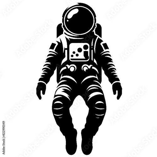 The silhouette of an astronaut is floating