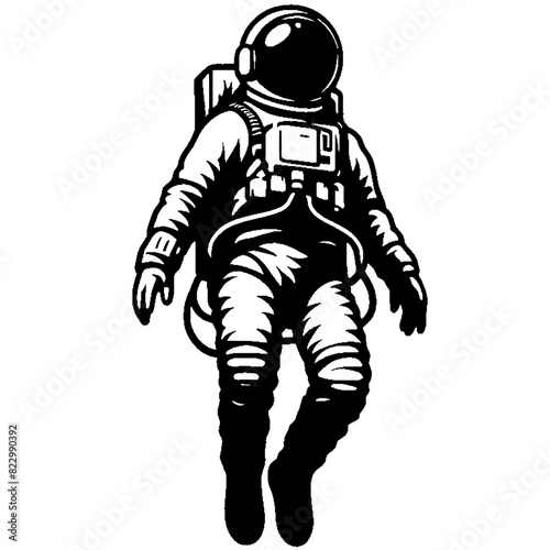 The silhouette of an astronaut is floating