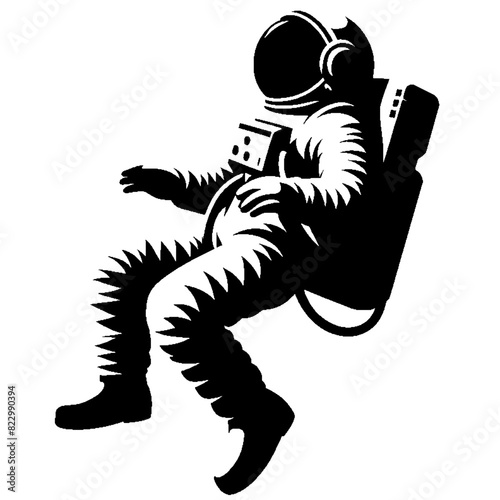 The silhouette of an astronaut is floating