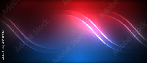 Neon glowing circle rays, light round lines in the dark, planet style neon wave lines. Energetic electric concept design for wallpaper, banner, background