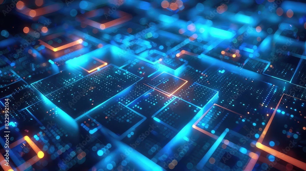 Quantum bit qubit representation, abstract geometric shapes, glowing ...