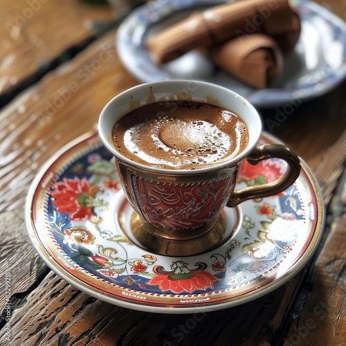 The delicate balance of bitterness and sweetness in a cup of Turkish coffee  super realistic