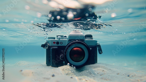 Camera Submerged in Water With Person in Background