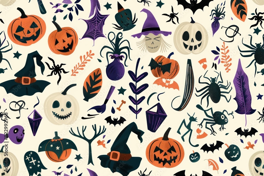 Seamless Halloween Patterns with a Variety of Haunting Designs Seamless Halloween Patterns with a Variety of Haunting Designs