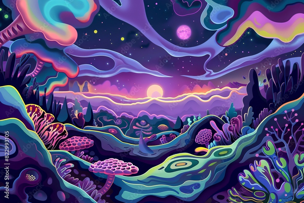 Obraz premium Create a surreal landscape inspired by the benefits of probiotics on gut health , abstract , background