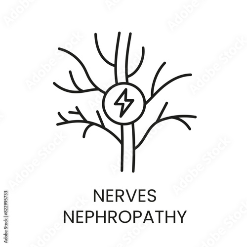 Nerves, neuropathy vector line icon with editable stroke