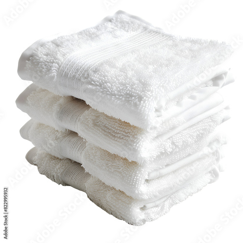 Stack of White Towels Isolated on Transparent Background, Graphic Resource photo