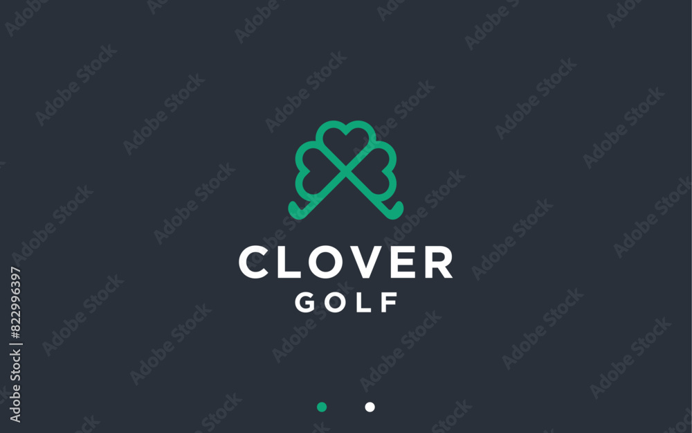 Obraz premium Clover with Golf Logo Design Vector Silhouette Illustration