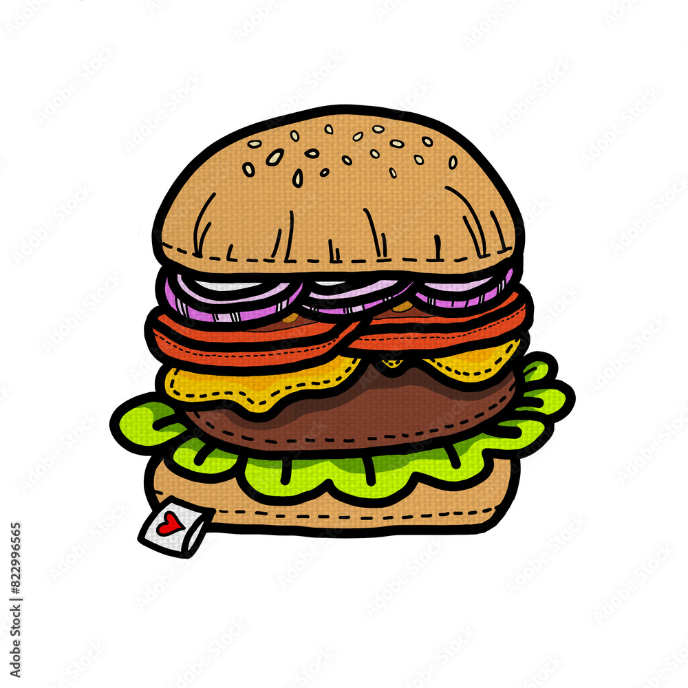 Illustration of hamburger design made of cloth Illustration of hamburger design made of cloth