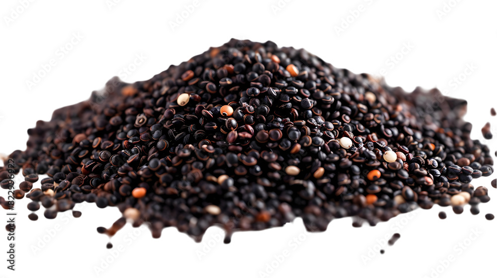Pile black quinoa isolated on a transparent background Pile black quinoa isolated on a transparent background