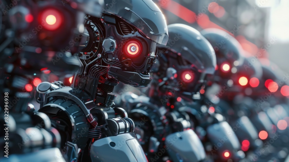 In the AI-driven metaverse, artificial intelligence data analysis technology controls automation robot arms machines equipped with monitoring software, all powered by Generative AI. In the AI-driven metaverse, artificial intelligence data analysis technology controls automation robot arms machines equipped with monitoring software, all powered by Generative AI.