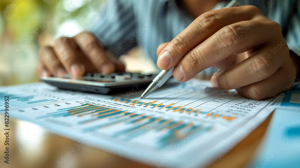 Businessmen practice and plan stock market investments, business cooperation Businessmen practice and plan stock market investments, business cooperation
